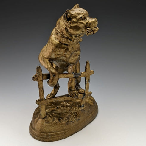 1900年頃 アンティーク ブロンズ製 懐中時計ホルダ ピットブル彫像